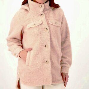 Koolaburra by UGG Shacket 1X Blush Faux Sherpa with Button Off Hood Poly. Lining